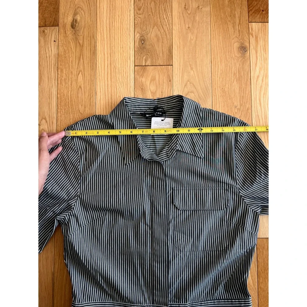 NEW Whistles Black Julia Stripe Boilersuit Jumpsuit Organic Cotton Womens Size 4